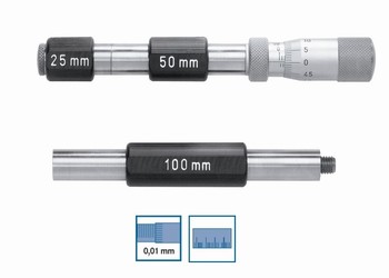 Micromtre d'intrieur venier mesure deux points avec rallonges -  50  150 mm
