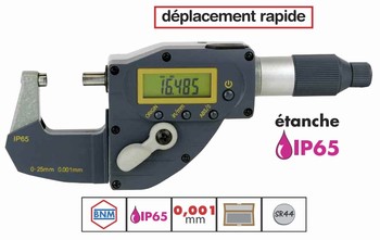 Micromtre dextrieur digital  dplacement rapide IP65 0,001 mm